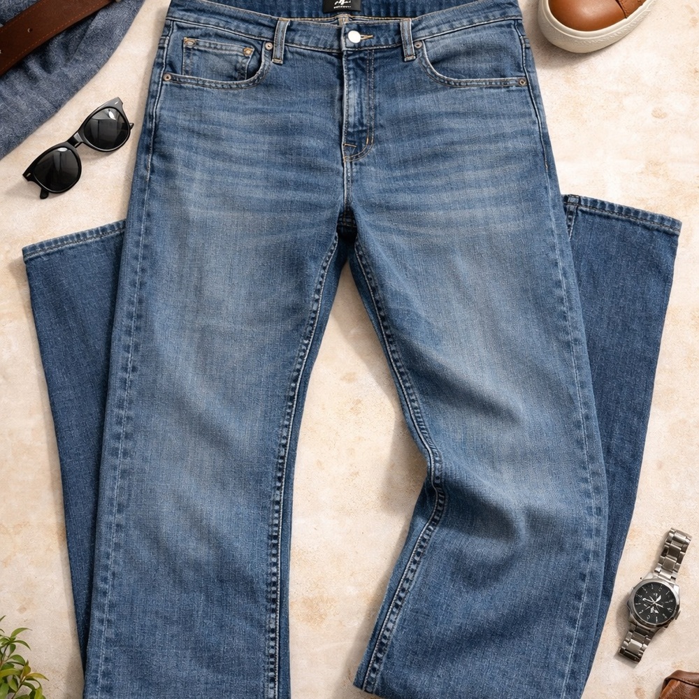 7 For All Mankind Slimmy Jeans Size 34x34- Med. Wash- Excellent Condition